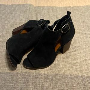 Lucky brand black suede booties size 8. Worn once!